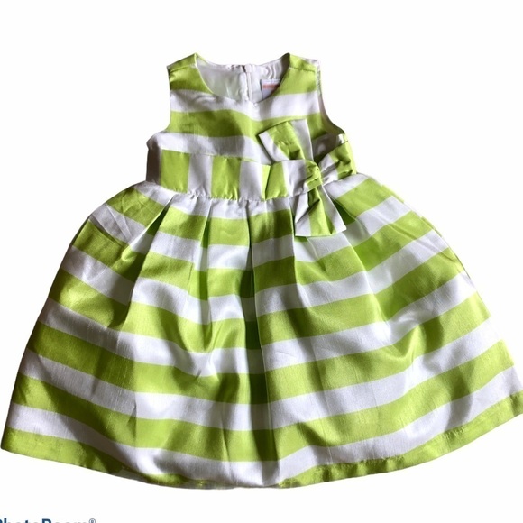 Gymboree sleeveless lime green & white striped spring Easter fancy dress size 2T - Picture 1 of 9